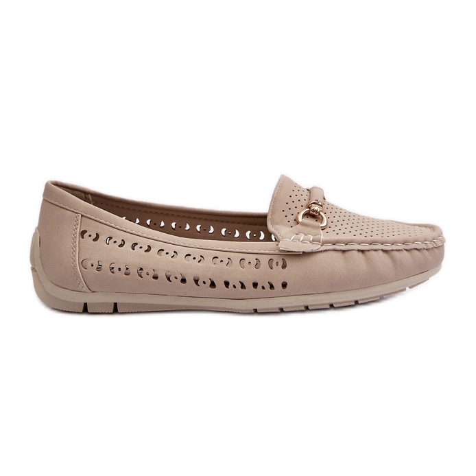 Mocassini Traforati Da Donna Con Decorazione, Beige Kaydance