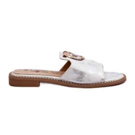 Infradito eleganti da donna lucide con decorazione S.Barski KV27-032 Argento d'argento