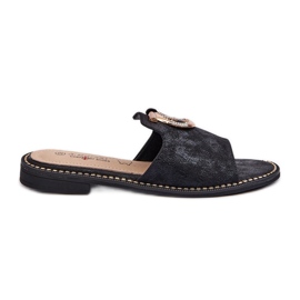 Infradito eleganti da donna lucide con decorazione S.Barski KV27-032 Nere nero