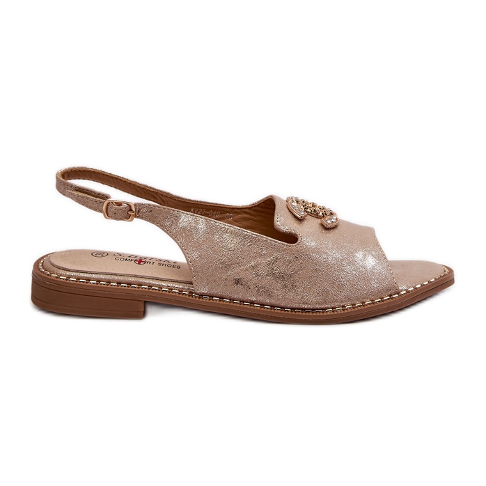 Sandali Da Donna Con Decorazione S.Barski KV27-049 Oro d'oro