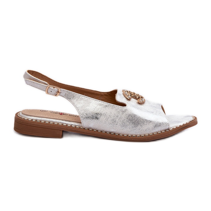 Sandali Da Donna Con Decorazione S.Barski KV27-049 Argento d'argento