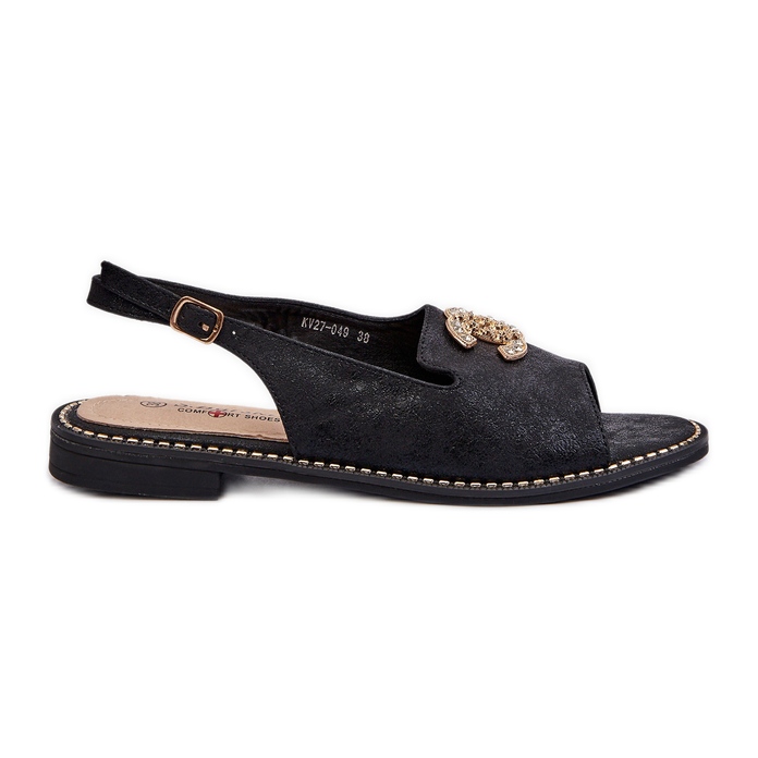 Sandali Da Donna Con Decorazione S.Barski KV27-049 Nero