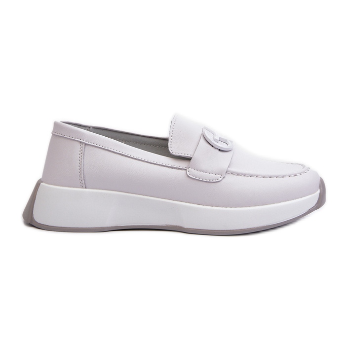 Mocassini da Donna in Pelle con Plateau Grigio Chiaro S.Barski LR490