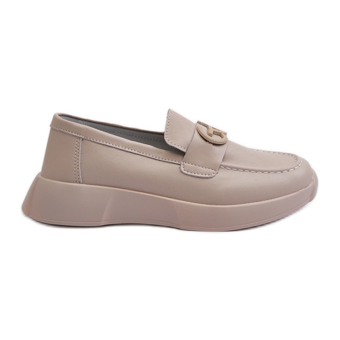 Mocassini in pelle da donna con plateau Beige S.Barski LR490