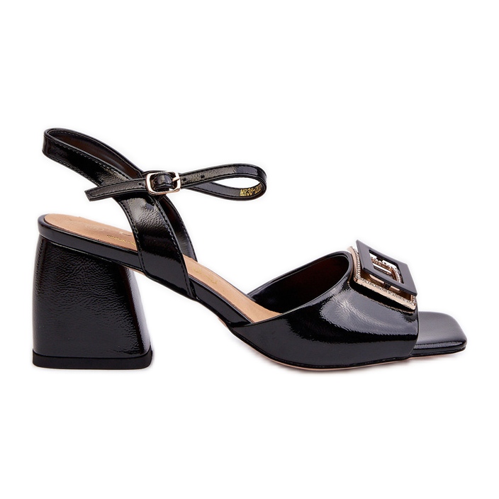 S.Barski Sandali Eleganti In Vernice Con Decorazione Nera D&amp;A MR38-202 nero