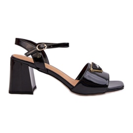 S.Barski Eleganti sandali in vernice con tacco alto neri D&amp;A MR38-660 nero