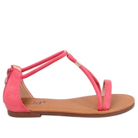 Leehom Sandalo da donna in camoscio rosso rosa