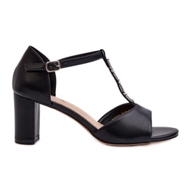 Sandali Da Donna Con Tacco Alto Con Cinturino Decorativo, In Eco Pelle, Triavera Nera nero