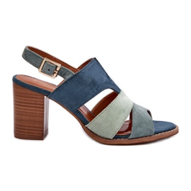 Sandali da Donna Realizzati in Eco Camoscio con Tacco Alto, Colore Blu Qutima