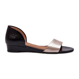 Sandali in pelle Maciejka 1971-67 Nero e Oro d'oro