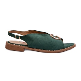 Sandali Eleganti da Donna Con Decorazione, Eco Camoscio S.Barski KV27-058 Verde