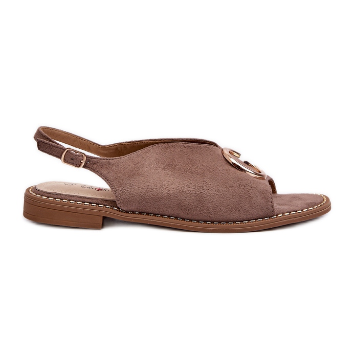 Sandali Eleganti da Donna Con Decorazione Eco Camoscio S.Barski KV27-058 Marrone