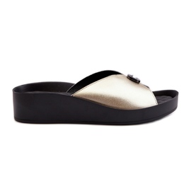 Infradito da donna in pelle con decorazione dorata S.Barski KV27-027 d'oro