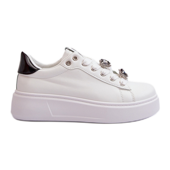Sneakers da donna con plateau e spille a cuore, Azamia di colore bianco