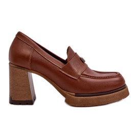 Zazoo 20169 Scarpe con tacco alto in pelle marrone