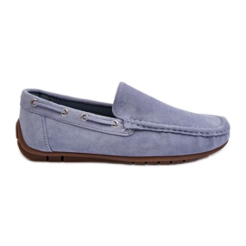 Mocassini slip-on da uomo in pelle scamosciata blu Rayan