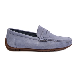 Mocassini Wesley in pelle scamosciata blu da uomo