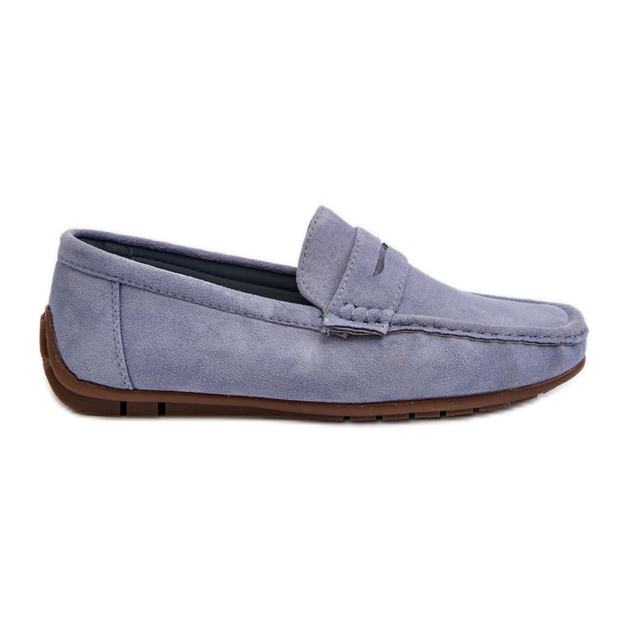 Mocassini Wesley in pelle scamosciata blu da uomo