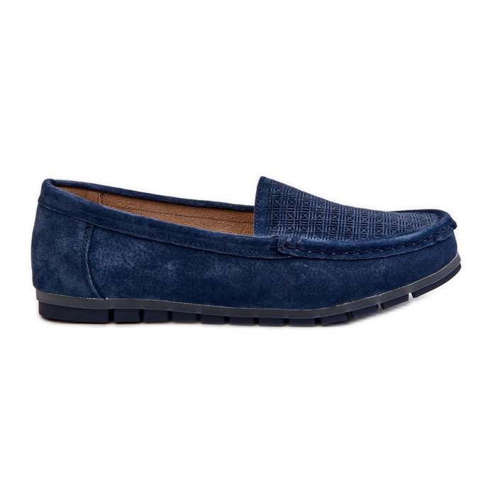 Mocassini in pelle scamosciata da donna, Blu Navy S.Barski LR755