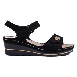 Sandali con zeppa in camoscio nero