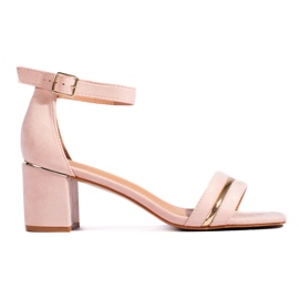Sandali tacco alto in camoscio rosa