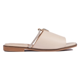 Ciabatte piatte beige da donna