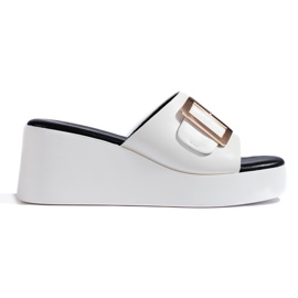 Sandali con zeppa da donna bianchi bianco