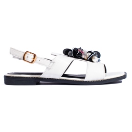 Sandali da donna bianchi con decorazione bianco
