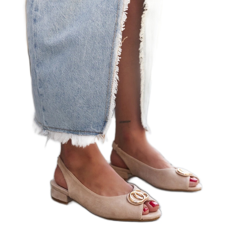 Sandali con sottopiede in pelle Warda beige