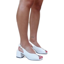 Sandali a blocco con sottopiede in pelle Makarima bianco