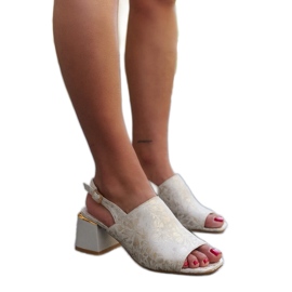 Sandali block con inserto in pelle Nuna beige