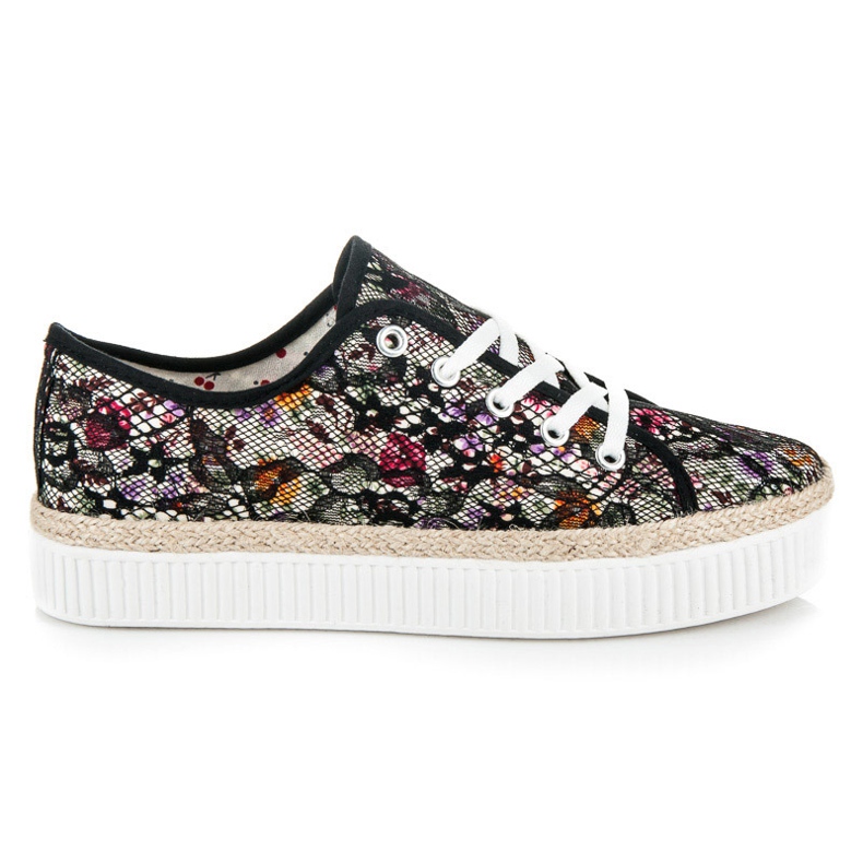 Kylie Espadrillas in pizzo con fiori multicolore