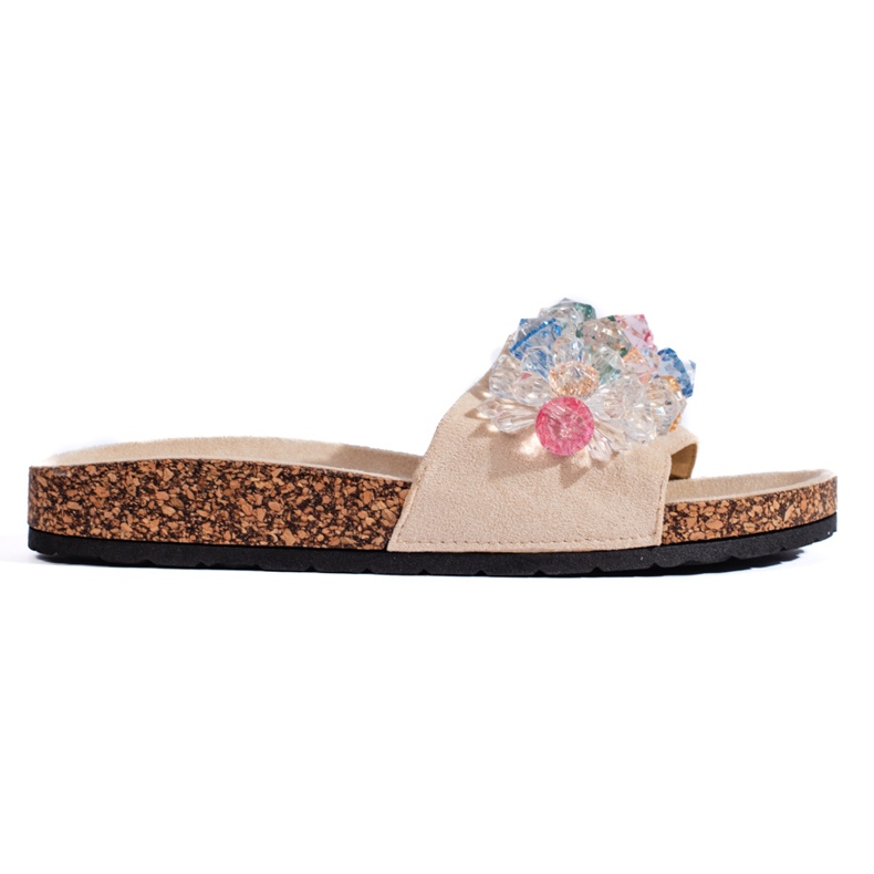 Ciabatte da donna in camoscio beige