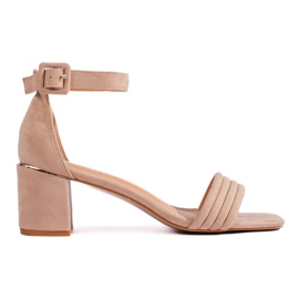 Sandali tacco alto in camoscio beige marrone