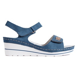 Sandali con zeppa blu