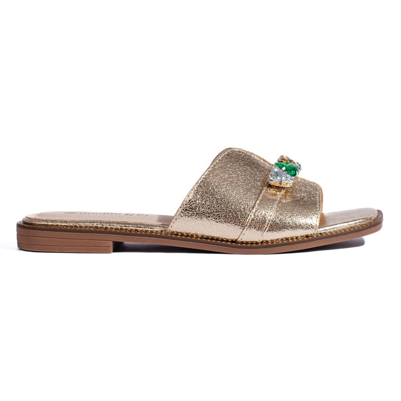 Infradito da donna color oro con pietre d'oro