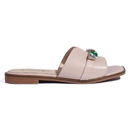 Infradito da donna beige con pietre