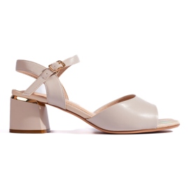 Eleganti sandali beige con tacco da donna di Sergio Leone