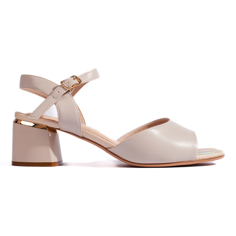 Eleganti sandali beige con tacco da donna di Sergio Leone