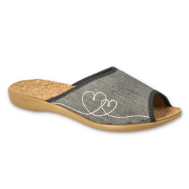 Ciabatte da donna Befado con inserto in sughero PU 254D146 cuori grigi grigio