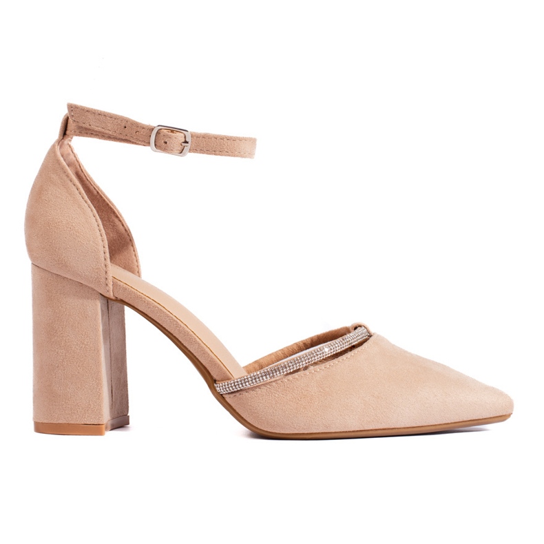 Décolleté a tacco alto in camoscio beige