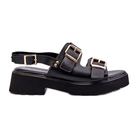 Sandali Da Donna Con Fibbie In Eco Pelle Nero