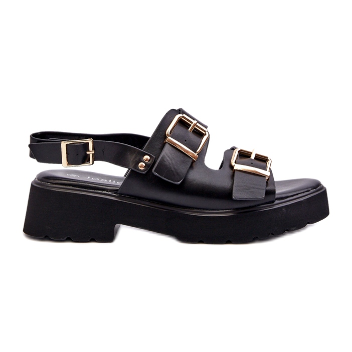 Sandali Da Donna Con Fibbie In Eco Pelle Nero