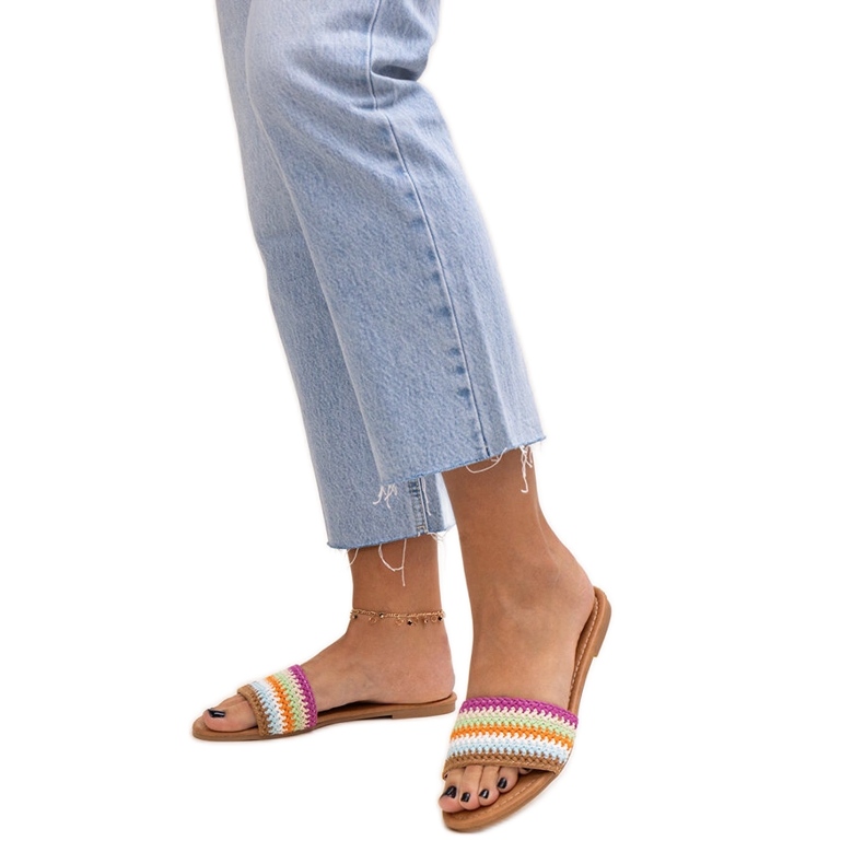 Ciabatte Marika ricamate multicolor multicolore