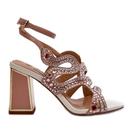 S.Barski Sandali Decorati da Donna con Tacco Alto D&amp;A CR952 Rosa