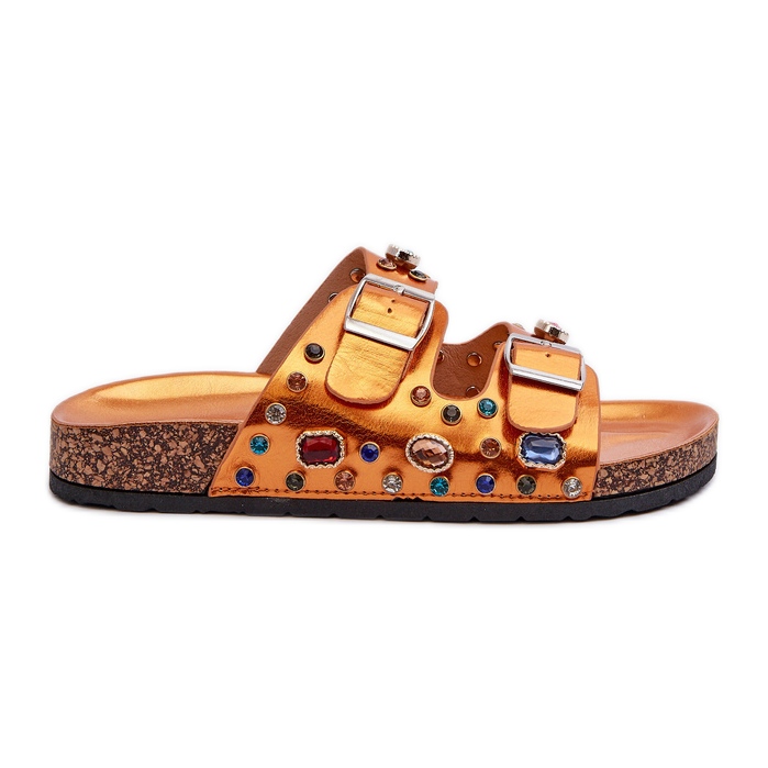 Infradito Da Donna Decorate Con Fibbie S.Barski MY121 Arancio d'oro