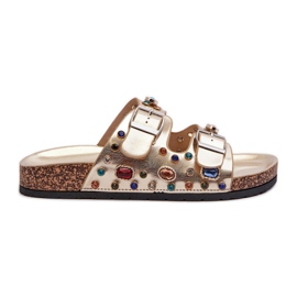 Infradito Da Donna Decorate Con Fibbie S.Barski MY121 Oro d'oro