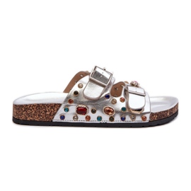 Infradito Da Donna Decorate Con Fibbie S.Barski MY121 Argento