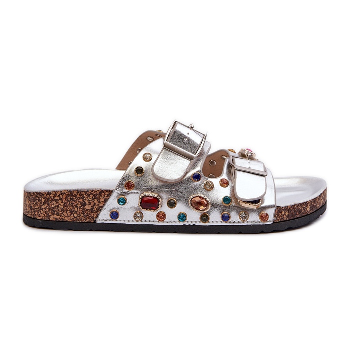 Infradito Da Donna Decorate Con Fibbie S.Barski MY121 Argento d'argento