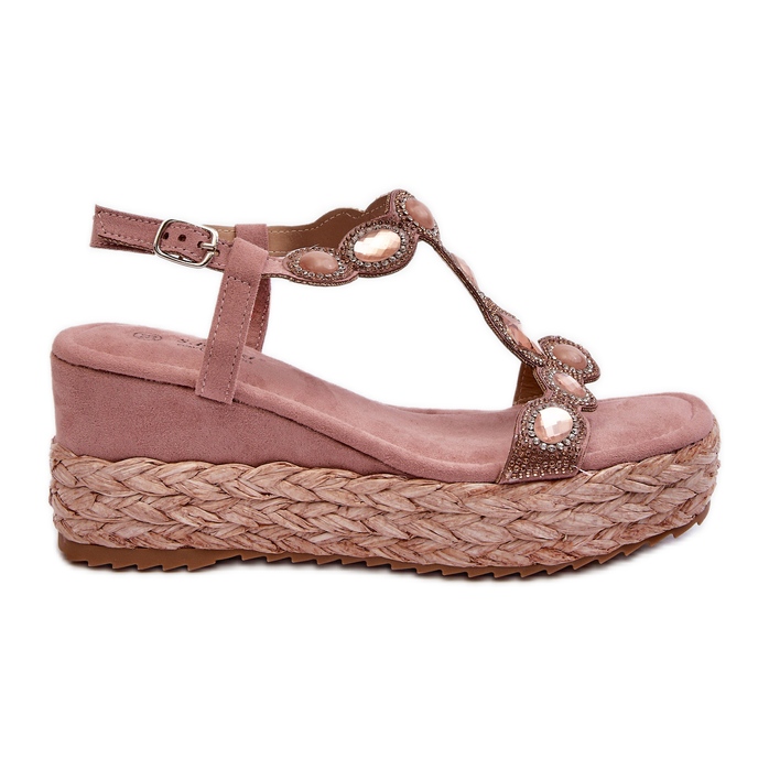 Sandali con zeppa da donna con treccia S.Barski MY291 Rosa
